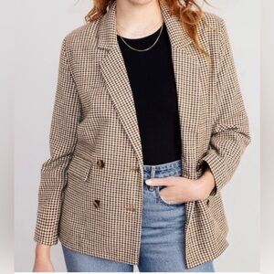 Old Navy Tan and Black Houndstooth Blazer